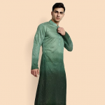 Men's Cotton Chikankari Embroidered and Sequence Full Sleeve Knee Length Casual Kurta